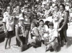 1990 OCC Na Wahine MastersFront: xx, Susan May, Sharon Bintliff, Jeanne Jenkins.  Back: Maureen Kilcoyne, Ann Cundall, Diane Stowell, Carol Wilcox, Peggy Danford, Kathy Clifford, xx,Allene Richardson.