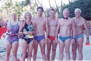 Bonnie Eyre, Diane Stowell, Steve Bobko, Billy Al Bengston, Fred Rohlfing and Lou Fulton swam in the 1989 Roughwater.