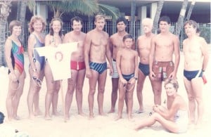 Competing for the OCC in the 1986 Roughwater Swim were Mary Ellen Nordyke-Grace, Spencer Leineweber, Nancy Peacock, Jon Haig, Kimo Austin, Bill Mowat, Kai Mowat, Jake Updegrove, Grant Senner, Jim Anderson and Jan Newhart.