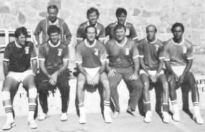 1978 OCC Masters VB Team Front: Fred Chuckovich, Andy Homan, Dennis Berg, Tommy Haine, Mike Holmes, Colin Chock.  Back: Bill Baird, Linzy Hotz, Fred Hiapo.