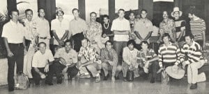 1973 OCC Volleyball Team Front: Bill Baird, Colin Chock, Tom Haine, Ron Sorrell, Dave Shoji, x, x, Woodruff. Bacl: Peter Balding, Mike McMahon, Dennis Berg, Jon Haneberg, Bob Kashare, Bill Heilbron, Charlie Jenkins, Mark Lawson,Peter Velasco, Fred Hiapo, Tony Crabb, Randy Shaw, Tom Madison.  